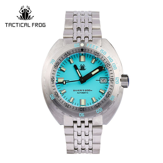 Tactical Frog Sub 300T V3 Retro Diver Watch Men NH35A Automatic Sapphire 200M Waterproof Luminous Stainless Steel Mechanical Bracelet