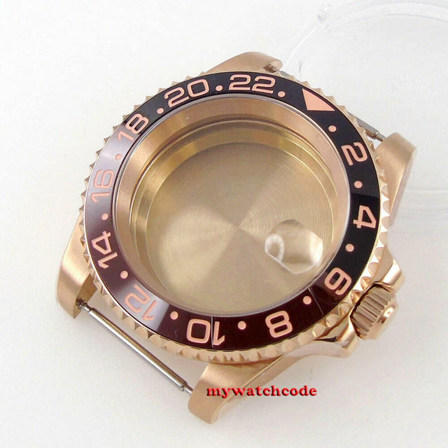 40mm Rotbeer ceramic bezel sapphire watch glass case fit NH35 NH36 2824 2836 Miyota 8215 8205 moveent