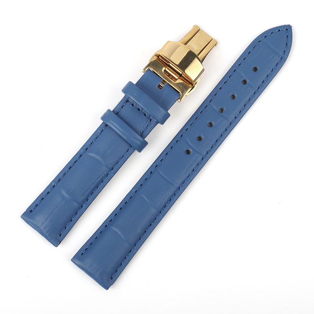 Bamboo Pattern Genuine Leather Wacth Strap Butterfly Buckle Watchband Bracelet for Watch Accessories 18mm 20mm 22mm 24mm