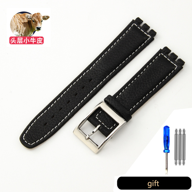 Genuine Leather Watch Strap For Swatch YCS YAS YGS Pin Buckle 17mm 19mm Female Watch Band Blue Red Black Accessories Watchband