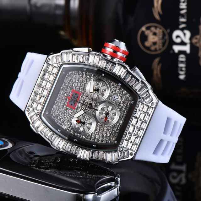 Fashion Brand RM Diamond Casual Women Watch Sport Gel Silicone Chronograph Woman Man Couples Steel Calendar Quartz Watches