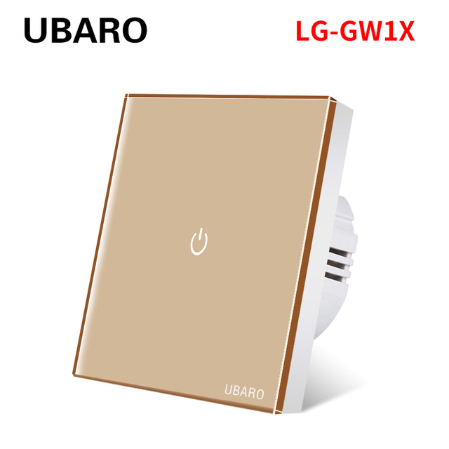 UBARO EU AC100-240V Tempered Black White Crystal Glass Touch Switch Tablet Wall Light Sensor Button 1/2/3 Gang 10A Led Indicator