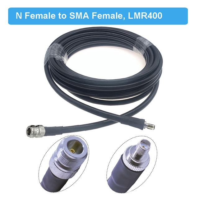 LMR400 Cable N Female to RP-SMA Male 50 Ohm Low Loss 50-7 Pigtail RF Coaxial Extension Jumper for 4G LTE Cellular Signal Booster