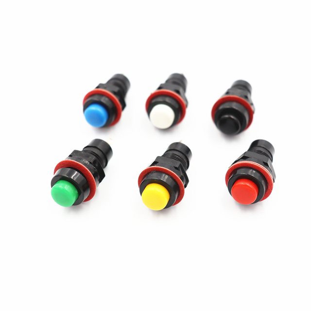 6pcs DS-211 DS-213 Push Button Switch 10mm Momentary/Self-Lock Round Button Switch DS211 DS213 Miniature