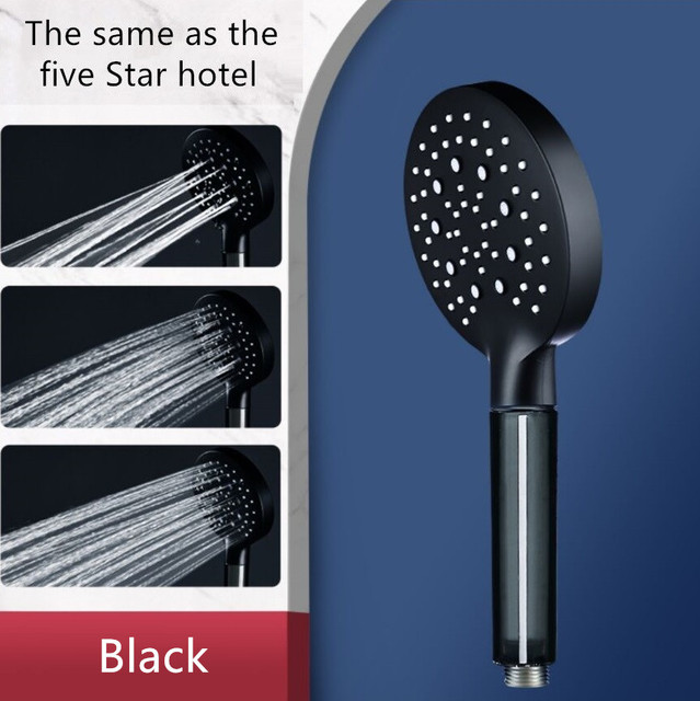 Shower Head Rainfall Bath Water Saving Filter Large Panel 3 Adjustable Gears Black Faucet Nozzles Bathroom Shower Accessories