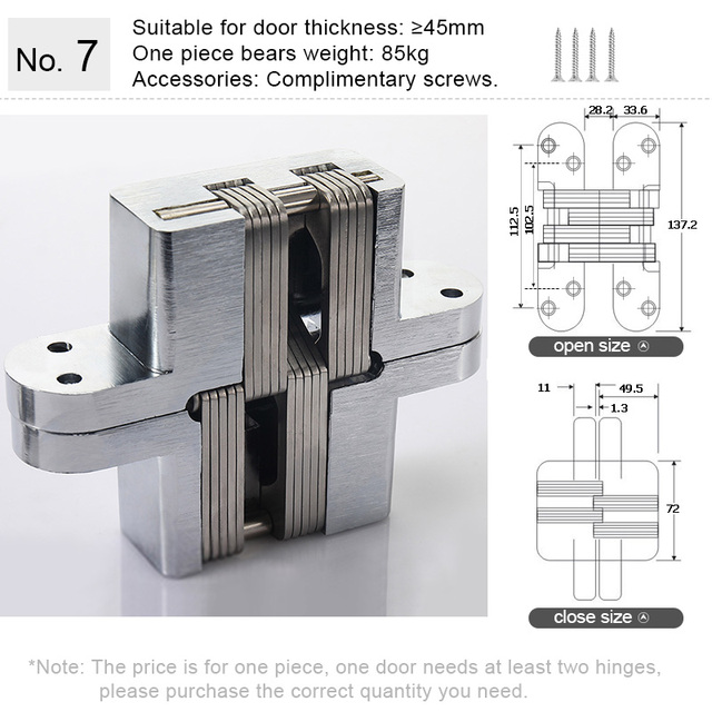 Hidden Hinge Invisible Folding Door Concealed Cross Hidden Hinges for Furniture Hardware Cabinet Folding Door Wooden Box Front