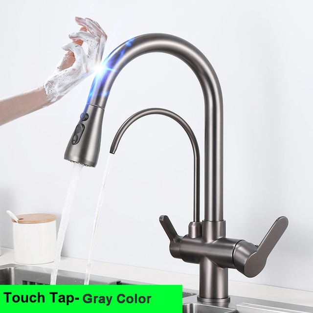 Smart Touch Filter Kitchen Mixer Tap Quality Brass Hot Cold Gold Kitchen Mixer Faucets Sensor Touch Pull Out Faucet Kitchen Tap