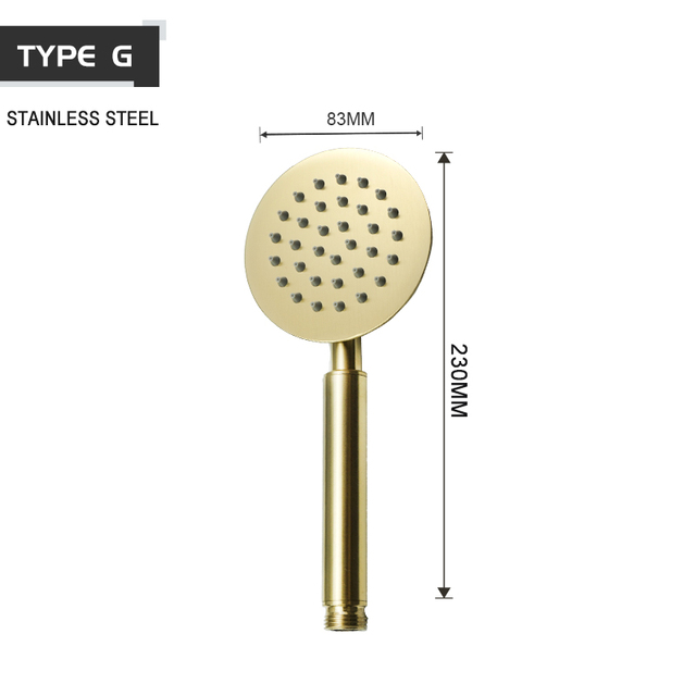 Brushed Gold Handheld Shower Head Bathroom Gold Finish Brass Or Stainless Steel Shower Bath Spray Handheld Shower Heads