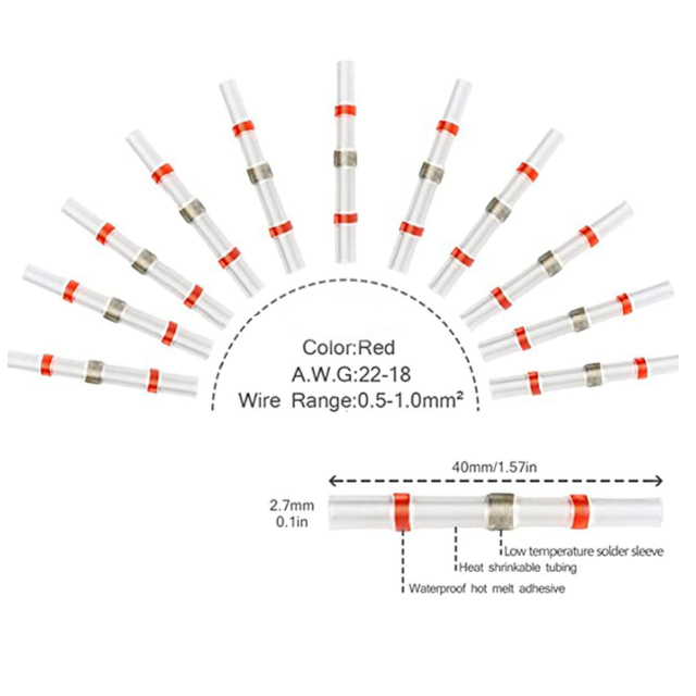 50/100/250 قطعة مختلط الحرارة يتقلص ربط محطات مقاوم للماء لحام كم أنبوب سلك كهربائي معزول بعقب موصلات عدة