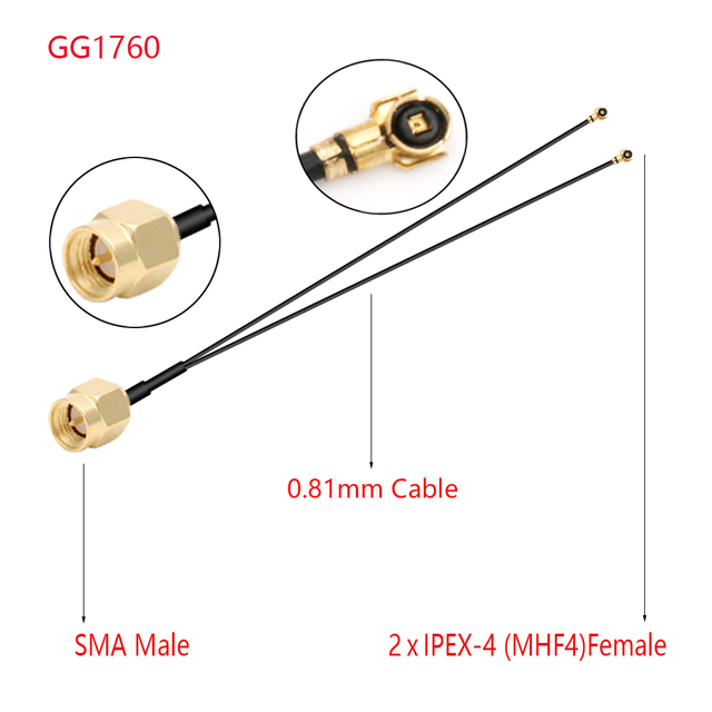 10pcs RF1.13 0.81 Pigtail RF Coax Extension Jumper SMA Male to Dual MHF4 IPEX1/4 Female IPX U.fl Y Type Splitter Combiner