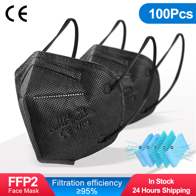 10-200pcs FFP2 Mask Respirator KN95 Mascarilla Fpp2 homology ada 5 Ply Mascarillas FP2 Black Masks Adult Face Dust Protection FFP3