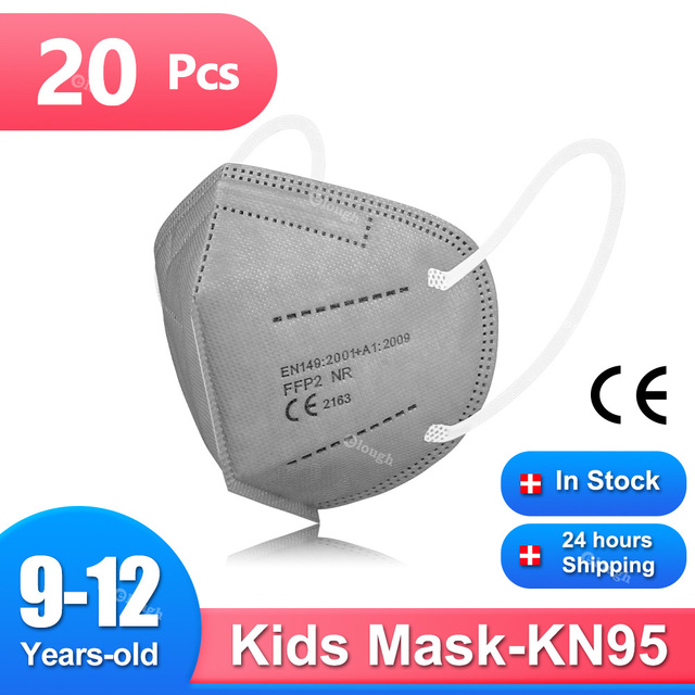 Ffp2mascarillas FPP2 Niños KN95 Masks Kids Masque Enfant Black Reusable 5 Layers Dustproof Protective Face Mask