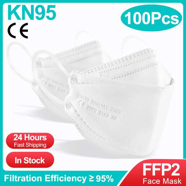 قناع سمك كوري أبيض للكبار KN95 Mascarillas 4 طبقات FFP2 Mascarilla FPP2 homology ada واقي الوجه ffp2fan CE Masque FFPP2