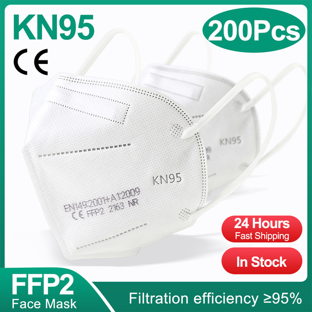 10-200 قطعة قناع mascherine ffp2 KN95 ffp2قناع 5 طبقة قابلة لإعادة الاستخدام تنفس قناع الوجه FPP2 المعتمدة FFP2 شهادة ce قناع ffpp2