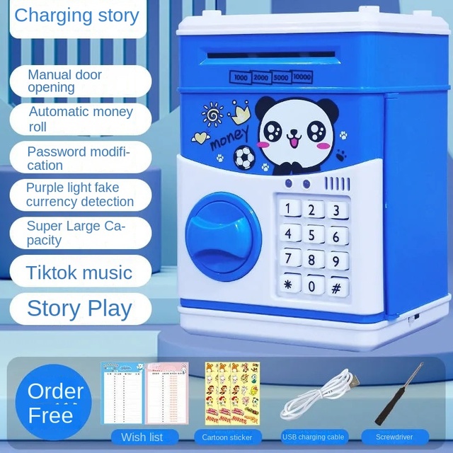 Net red Vibrato piggy bank children fingerprint password can be stored and pull anti-fall locks