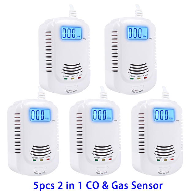 Combination CO Carbon Carbon Monoxide Detector Combustion Sensitive Gas Leak Sensor Auto Detection Failure Fire Alarm EU Plug AC 90V-220V