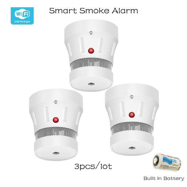 Zigbee smoke fire alarm protection detector tuya smart home security built in beep battery powered for easy replacement