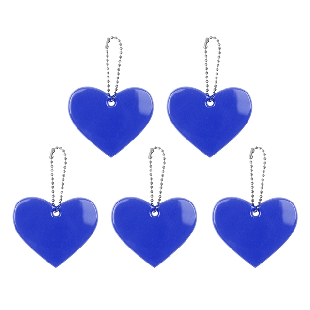 5pcs Cute Heart Shape Reflective Keychain Bag Pendant Doft Accessories Reflective PVC Keyrings For Visible Safety