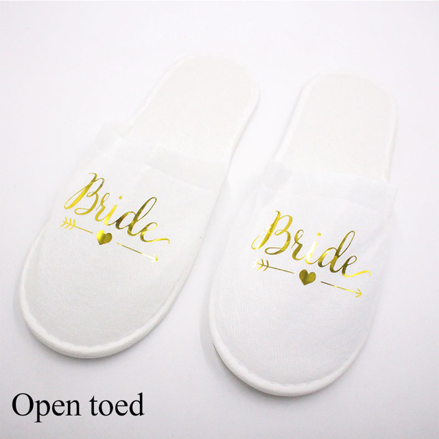 Guest Slipper Hotels Wedding Party Maid of Honor Bridesmaid Slippers Hotel Travel Spa Shoes New Gold Glitter Letter Flip Flop