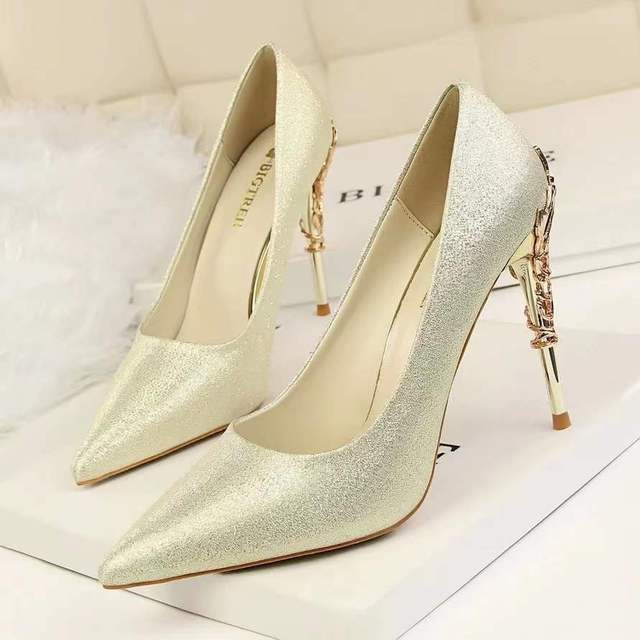 2022 Summer Women Glitter Rhinestones High Heel Shoes Spring Luxury Genuine Leather Pointed Sexy Crystal Party Wedding Shoes