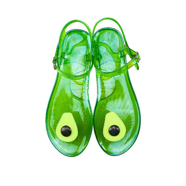 Women Fruit Sandals Transparent PVC Flat Flip Flop Sandal Ladies 2022 Summer Outdoor Fashion Non-slip Buckle Strap Beach Shoes