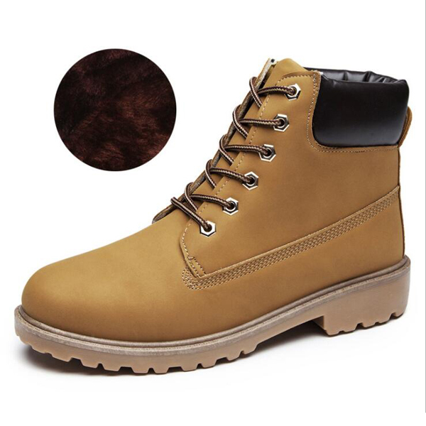 ZYYZYM Boots Men Boots Autumn Winter PU Leather Unisex Style Plush Keep Warm Men Outdoor Motorcycle Boots Shoes Men