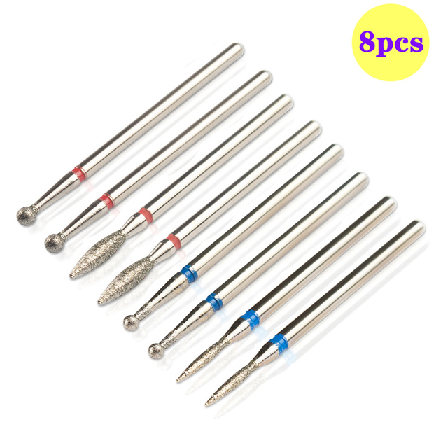 8pcs Diamond Milling Cutter for Manicure Set Nail Drill Bits Accessories Nozzles for Manicure Cutters Pedicure Sanding Nail File