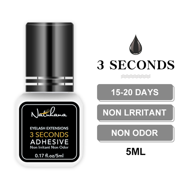 NATUHANA 5ml 1sec Fast Drying Strong False Eye Lash Extension Glue Adhesive Retention 5-7 Weeks Low Smell Mink Eyelash Glue