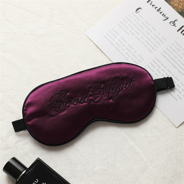 Embroidered Silk Sleep Mask Adjust Button Travel Ventilation Sleep Mask Good Night Pattern Eye Patches For Sleeping Aid