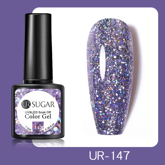 UR SUGAR 7.5ml Glitter UV Gel Polish Bling Sequins Rose Gold Silver Soak Off Manicure Nail UV Gel Polish Lacquer Base