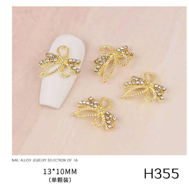 3pcs new nail art butterfly combined with gold jewelry hollow metal love rhinestone super flash butterfly nail decoration drill