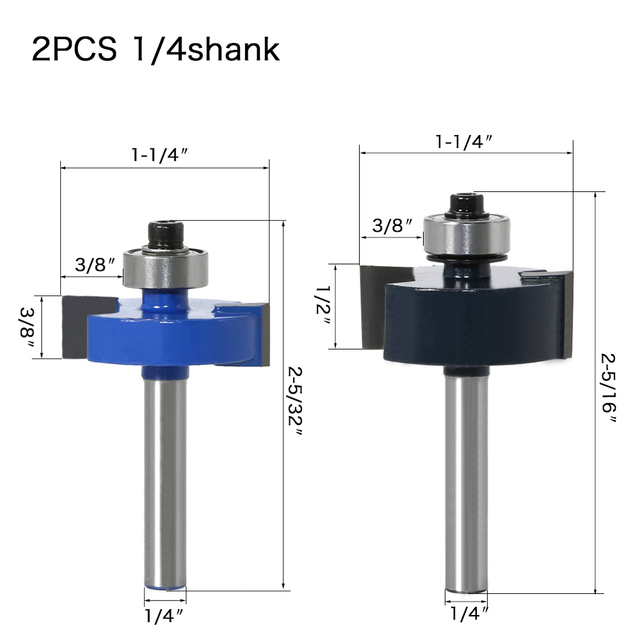 Rabbit Router Bit with 6 Bearings Set-1/4" Shank 6mm Shank Woodworking Cutter Tenon Cutter for Woodworking Tools