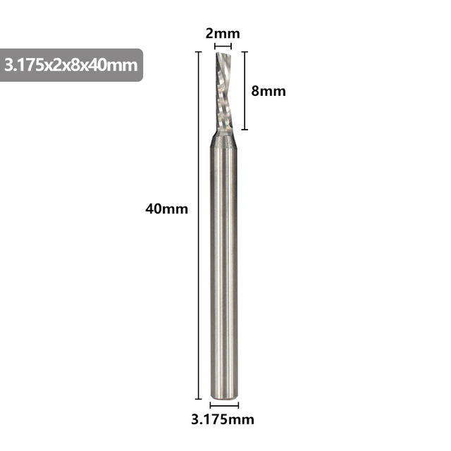 XCAN-آلة قطع كربيد واحدة ، 3.175 مللي متر (1/8 بوصة) ، جهاز التوجيه CNC ، قطر 1-3.175 مللي متر ، لقطع الألومنيوم