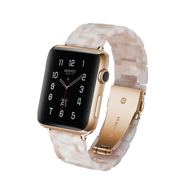 Replacement Resin Tortoise Shell Lines Watch Strap Bracelet For Apple Watch Series 5/4/3/2/1 42mm 44mm 38 and 40mm Leopard Print