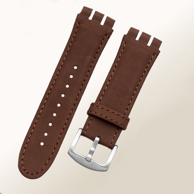 For swatch watchband 23mm New High Quality Mens Soft Waterproof Genuine Leather Watchband Straps Black Brown Cowhide Bracelet