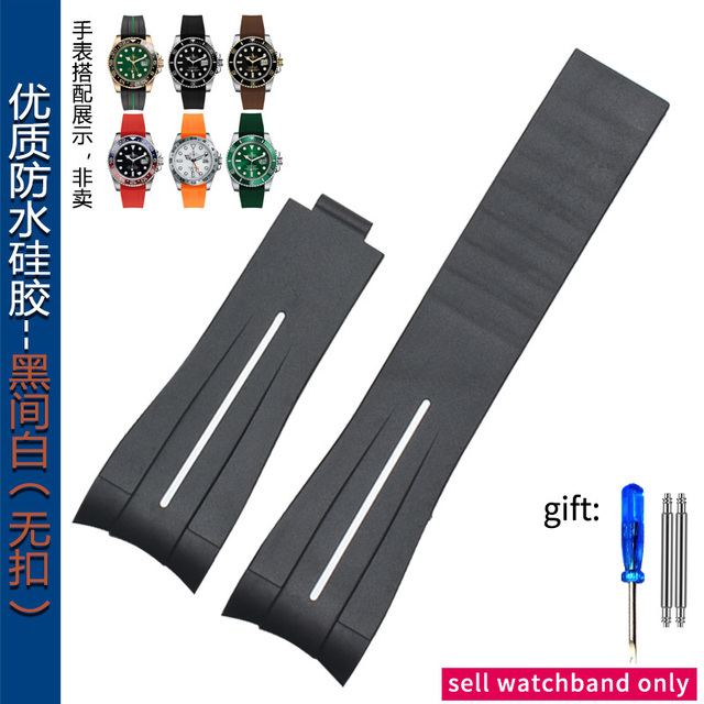 For Rolex Rubber B Diver GMT Daytona Black Green Water Specter Rubber Silicone Watch Strap 20mm