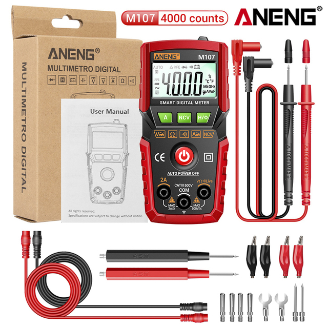 ANENG M107 Mini Digital Multimeter 4000 count Auto tester digital multimeter profesional testeur electrique multimeter test