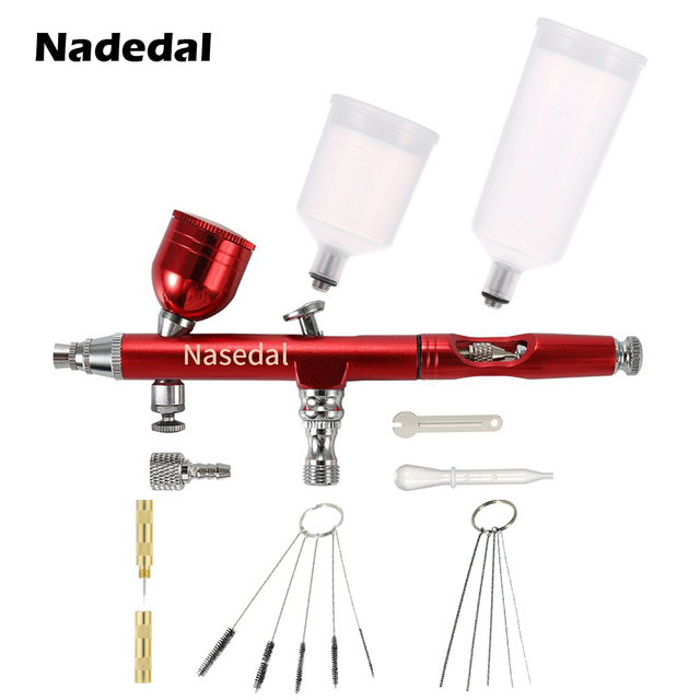 Dual Action Airbrush Red/Gold Gravity Feed 0.3mm Nozzle Cake Decorating Spray Gun Manicure Brushes With Wrench