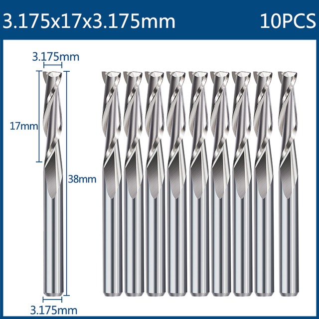 XCAN 1/8'' Shank Milling Cutter CNC Engraving Bit Kit CNC Router Bits Carbide End Mill Woodworking Mining Tools