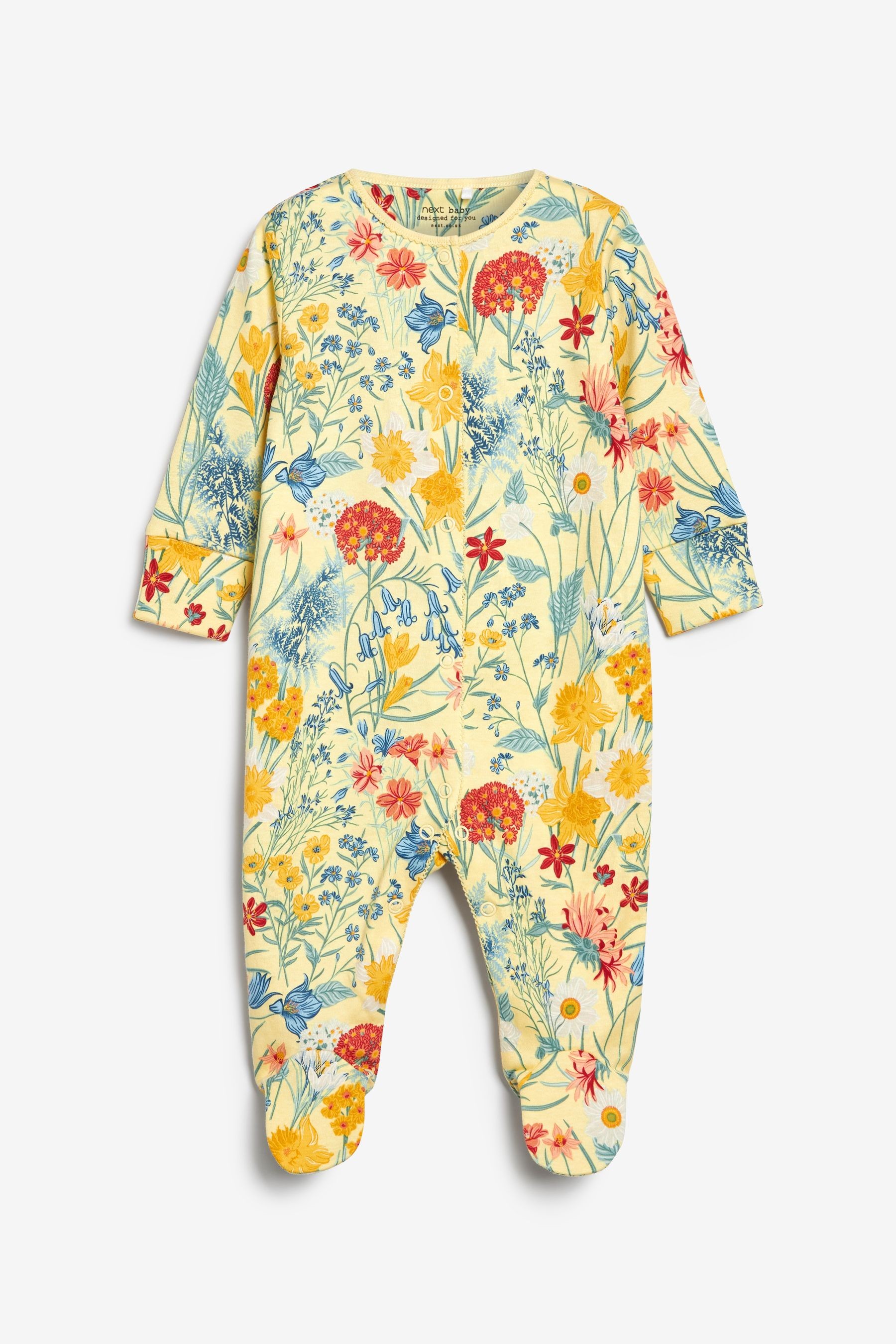 3 Pack Floral Baby Sleepsuits (0-2yrs)