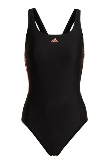 adidas Black 3 Stripe Swimsuit