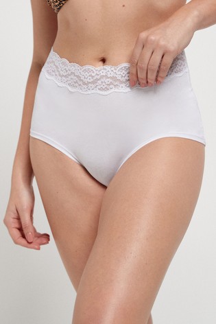 Lace Trim Cotton Blend Knickers 7 Pack Full Brief