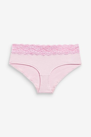 Lace Trim Cotton Blend Knickers 4 Pack Short