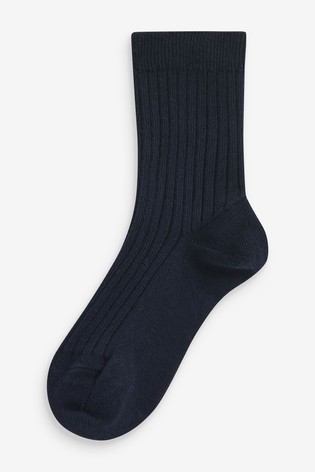 7 Pack Ribbed Cotton Rich Socks