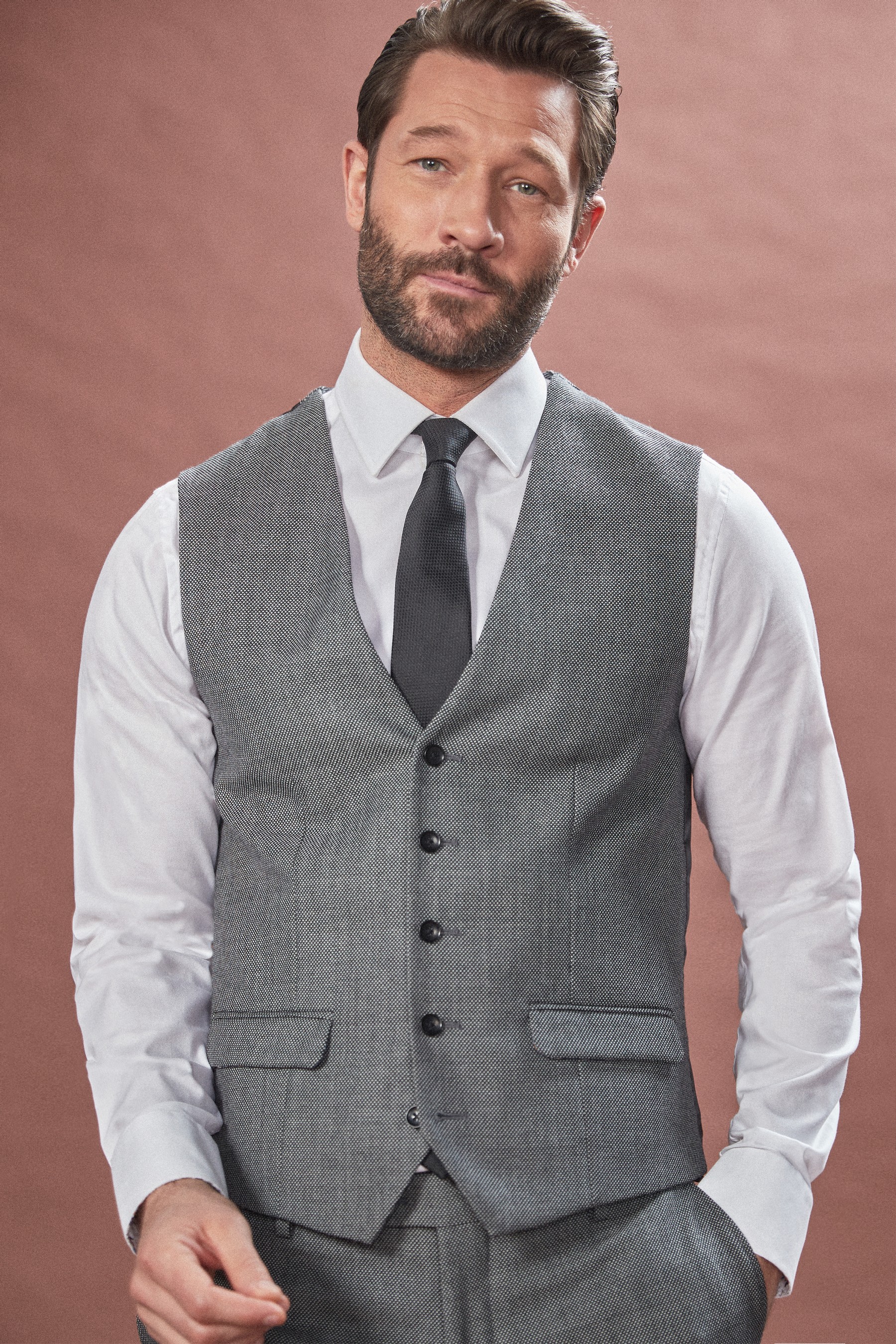 Signature Textured Suit: Waistcoat