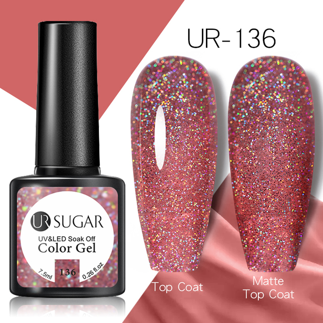 UR Sugar Fluorescent Reflective Gel Holographic Gel Nail Polish Shine Neon Glitter Semi Permanent Soak Off UV LED Nail Gel