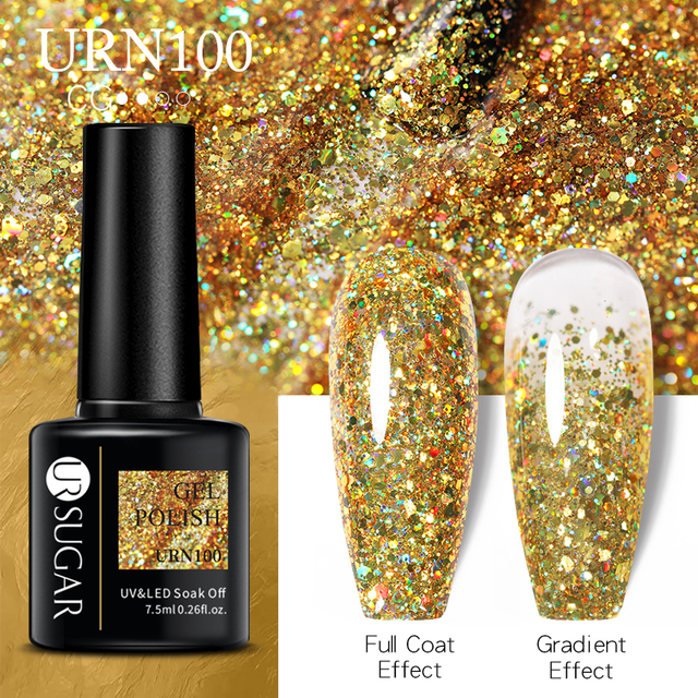 ur sugar 7.5ml gel polish manicure for nails christmas semi permanent vernes top coat soak off uv led gel color glitter varnish