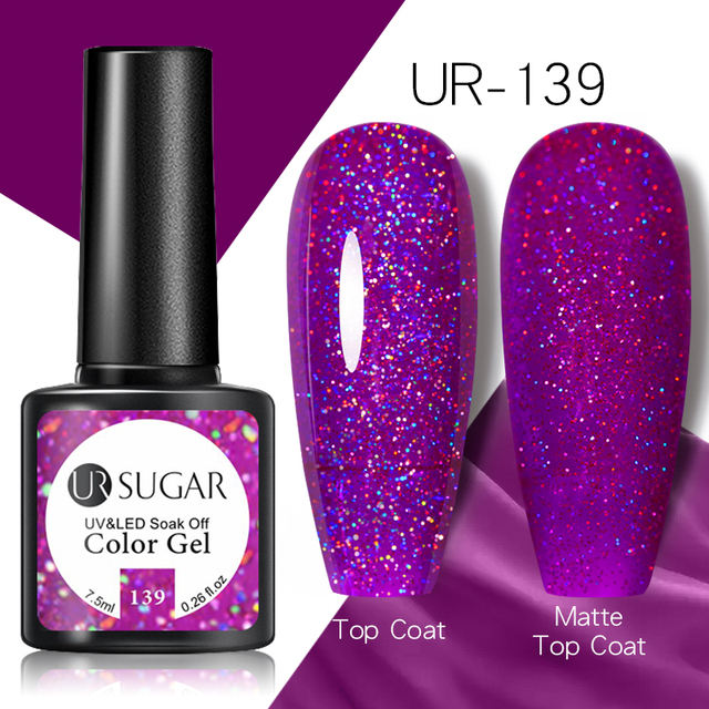 UR Sugar Fluorescent Reflective Gel Holographic Gel Nail Polish Shine Neon Glitter Semi Permanent Soak Off UV LED Nail Gel