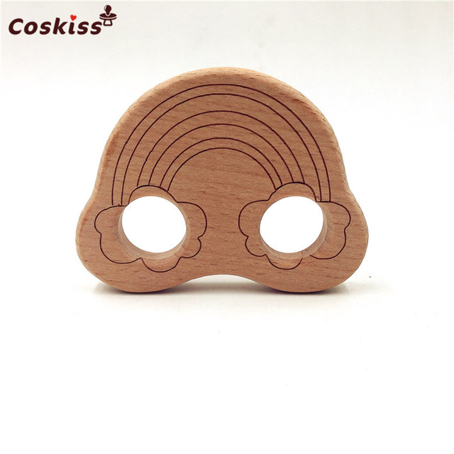 Lovely Cartoon Wood Teether 10pcs Pure Natural Animal Shaped Baby Teething Nursing Wood Teether Baby Girl DIY Pendant Toys