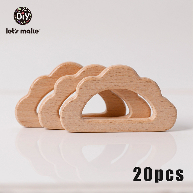 Let's Make 20pcs Wooden Teeth Natural Beech Wood Animal Wholesale DIY Bracelet Chain Accessories New Born BPA Free Elephant